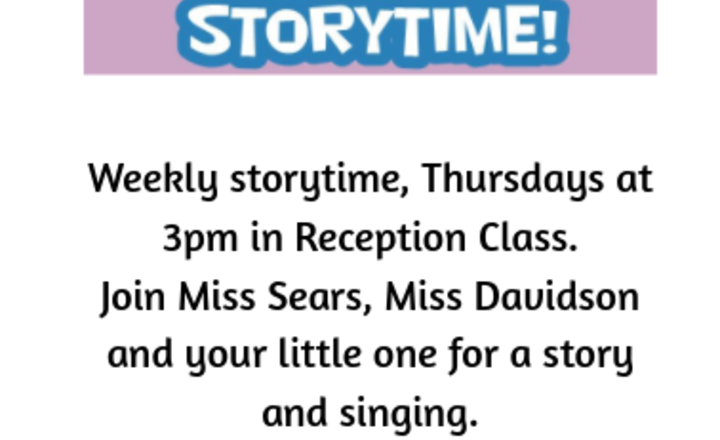 Image of Storytime in Reception - Every Thursday at 3pm.